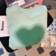 Pure cotton bag collar green love printed short -sleeved girl summer loose and leisure versatile fresh sweet mid -sleeved top female
