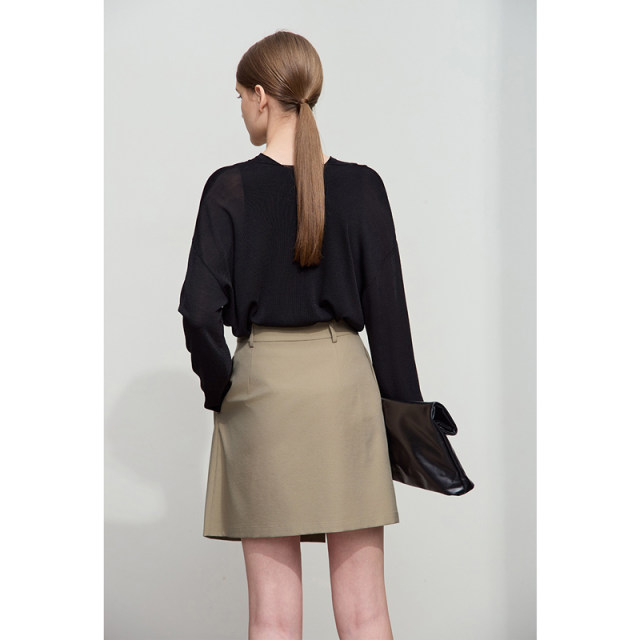 AMII2025 Chun Shimp Simple Simple Polying Casual Casual A -Shadow Symmetric Skirt Slugs Woven No Bullet Skirt
