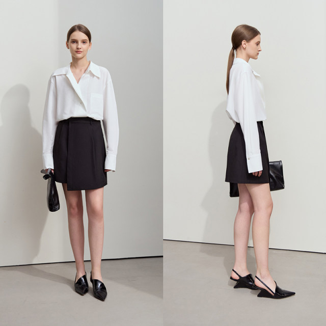 AMII2025 Chun Shimp Simple Simple Polying Casual Casual A -Shadow Symmetric Skirt Slugs Woven No Bullet Skirt
