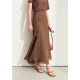 Amii2025 summer new high-waist spliced ​​letters webbing fishtail skirt for women high slit black skirt