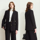 Amii spring high-end commuter style crimping retro metal buckle shoulder pad suit women's suit top