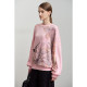AMII2025 spring new leisure reduction round neck art sense Fanhua letters printing sweater women's loose top