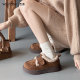 Western lamb fur plus wool shoes for women in autumn and winter suede leather shoes for women wearing cotton shoes thick-soled loafers
