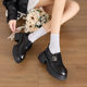 Xiyu black leather shoes for women 2025 new spring high heels temperament without tiring feet thick heels loafers
