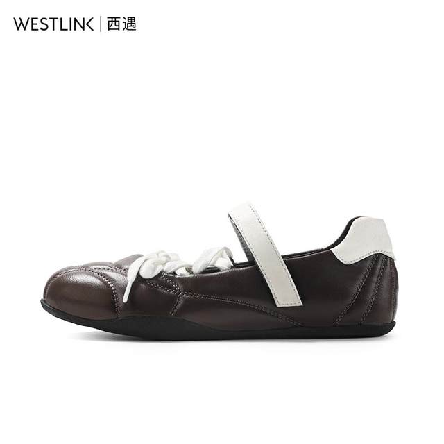 Western-Escape French Mary Jane Shoes Women's 2025 Spring New Light Mouth Single Shoes Velcro Flat Sole Ballet Shoes Sports Style
