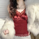 2025 winter new French style light luxury sexy velvet lace vest for women with high-end inner suspender top