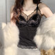 2025 winter new French style light luxury sexy velvet lace vest for women with high-end inner suspender top