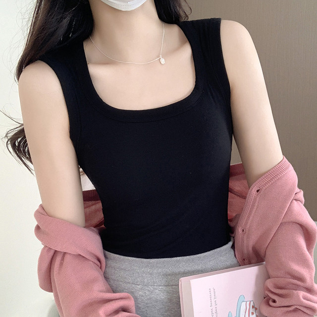 Winter 2025 solid color inner camisole women's slim-fitting one-piece sleeveless top with breast pads