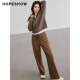 Red sleeve milk fufu pants autumn and winter new women's clothing loose and slim high waist wide-leg casual Chenille floor trousers