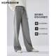Red sleeve loose sports style casual pants for winter 2024 new women's solid color pit strip elastic waist wide-leg floor pants