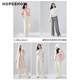 Red sleeve loose sports style casual pants for winter 2024 new women's solid color pit strip elastic waist wide-leg floor pants