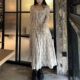 Large size high-end A-sensing square collar inner French sexy skirt in autumn and winter fat mm slim and pure lace lace clothes
