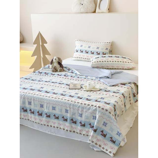 
A-grade cotton maternal and infant grade double-layer yarn + cool ice skin summer quilt air-conditioned quilt summer ice silk dual-use thin quilt machine washable