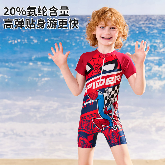 
Disney children's swimsuit Spider-Man boy little boy teenager one-piece medium and big children professional training equipment