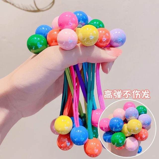 
Candy color cute rubber band headband tie hair princess headband student children thick hair accessories ball headband hair ring