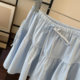 Sweet Bowbone Land Stitching A A -line Skirt Female Summer Worch Edge High -waisted Poisting Loose Skirt
