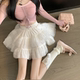 Large size white short skirt, summer high-waisted A-line skirt for fat girls, covering belly and making them slim, fluffy cake skirt, gauze skirt