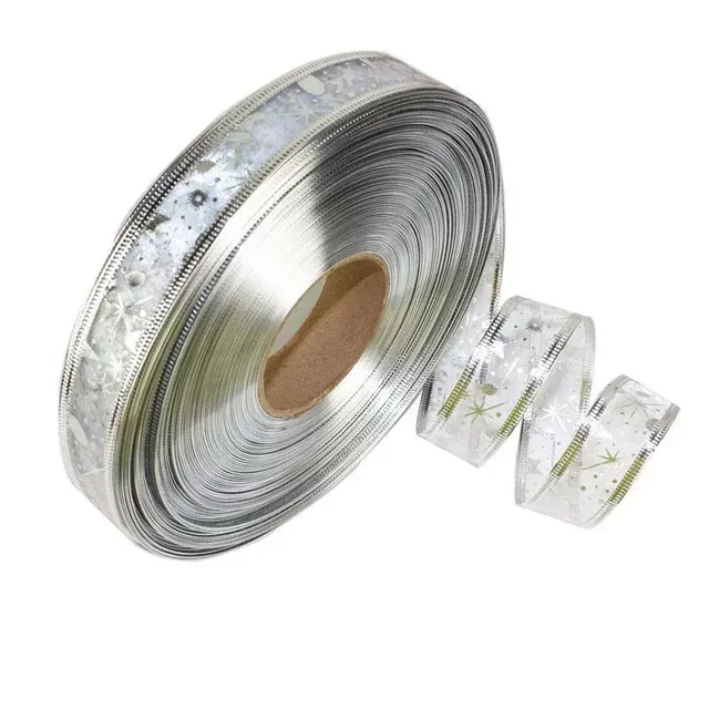 
100 yards 2.5m wide transparent hot stamping edge ribbon Christmas decoration ribbon home decoration gardening ribbon