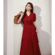 Blue language large size women's clothing temperament red engagement important occasion dress for summer waist-hugging and slimming lace-up A-line skirt