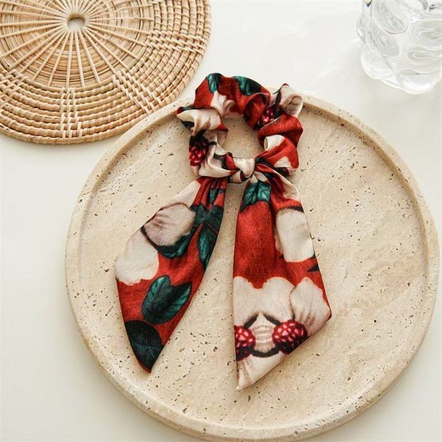 New style of women's wild rose Van Gogh streamer large intestine hair circle starry sky satin oil painting hair tie head rope rubber band hair rope