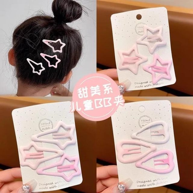 
2025 new style bangs side pink star hair clip female forehead bb clip hair card cute hair clip headdress