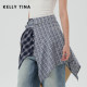 Xu Jingyun's same irregular splicing plaid skirt for women with niche layered shirt, buttocks curtain skirt 2025 new style