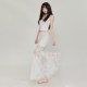 
2025 summer new pure white lace spliced ​​hip skirt for women with slim fit and slim A-line long skirt