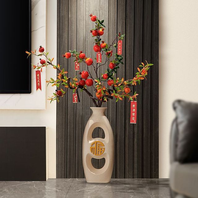 
Floor-standing large vase ornaments new Chinese style t living room TV cabinet next to the sofa entrance door porch screen decoration