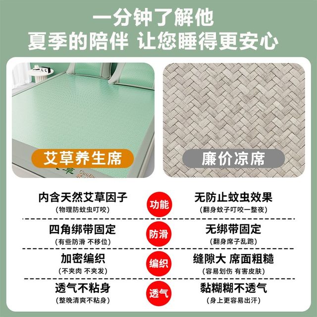 
Wormwood mat, ice silk mat, three-piece summer mat 20 new type A maternal and infant grade sheet, straw mat mattress 3