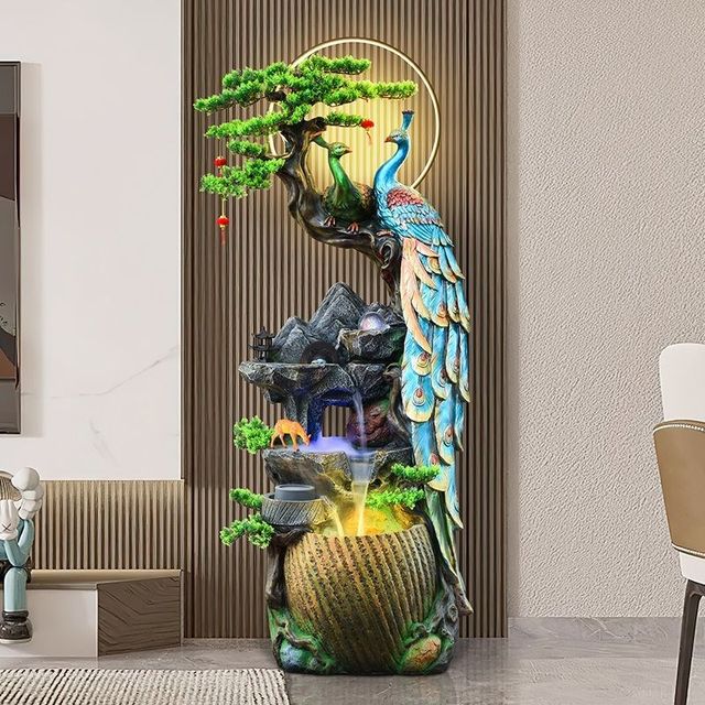 
Peacock flowing water a fountain living room circulating water indoor office ornaments entrance decoration floor-to-ceiling housewarming opening ceremony