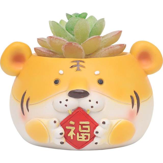 Cartoon tiger succulent flowerpot creative resin crafts potted ornaments home gardening green plant small flowerpot