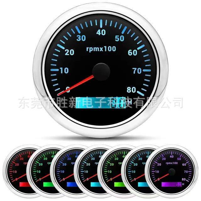 
Cross-border hot-selling 85mm tachometer multi-color backlight belt hourly meter 000-8000RPM