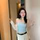 Large size new wide shoulder strap suspender vest for women with breast pads and blue slimming outer top summer
