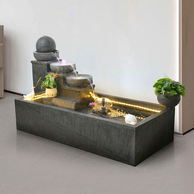 
European-style creative circulating ball flowing water ornaments home indoor fountain fortune fish pond craft Z-grade porch landscaping
