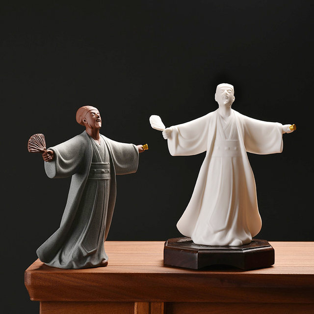 Large landscaping ornaments Classical historical figure ceramic craftsmanship Chinese simple gardening micro -landscape home decoration