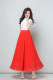 2025 summer new zipper long skirt fairy slim apart beach vacation A-line skirt high-waisted chiffon skirt
