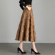 Printed skirt for women Spring and Autumn 2025 new high-waisted A-line skirt mid-length versatile slim large-size hip umbrella skirt
