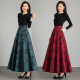 Spring and Autumn new printed temperament high-waisted A-line skirt for women mid-length large-size skirt versatile dancing long skirt