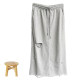 2025 summer gray high-waist casual skirt for women with large size drawstring elastic waist ripped sports versatile midi skirt
