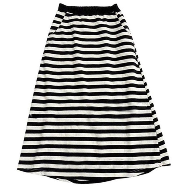 Temperament new large-size sports skirt for women in spring and autumn mid-length modal fashionable slim casual stripes a-line