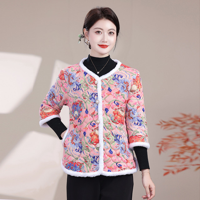 Mother's winter clothing, velvet half-sleeved cotton coat, warm coat, middle-aged and elderly women's clothing, autumn and winter thickened cotton vest, small cotton-padded jacket