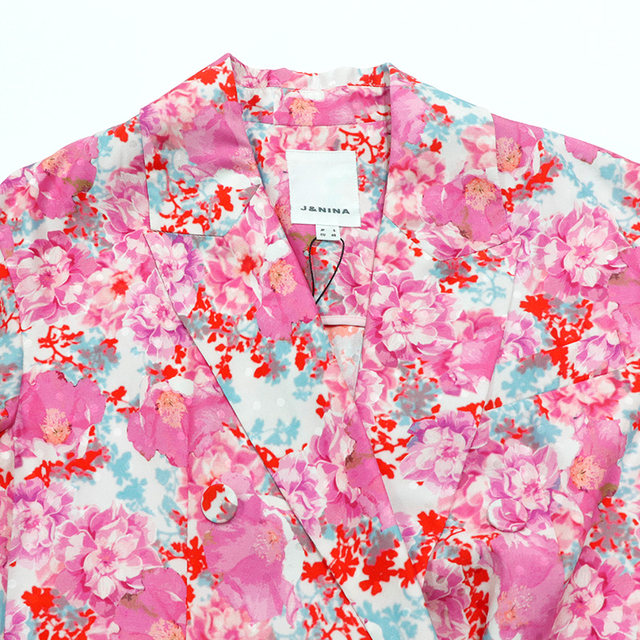 J/NINA Fashion Printed Suit Jacket Women's Summer New Fashion Casual Top Retro Fashion Trendy