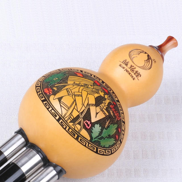 Blue Peacock Rytipular Wooden Tube Set Gourd Symatic Performance D C drops B g f
