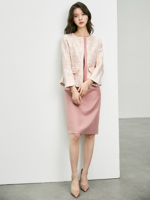 OFFIY-British Rose Temperament Rich Girls' Slim High-end Small Scent Pink Suit Jacket Women