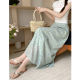 2024 new mint green floral chiffon skirt summer fat mm slimming meat to make you look versatile long skirt