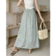 2024 new mint green floral chiffon skirt summer fat mm slimming meat to make you look versatile long skirt