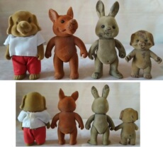 Резиновая игрушка 老玩具 怀旧 植绒胶皮玩偶公仔 兔+狗