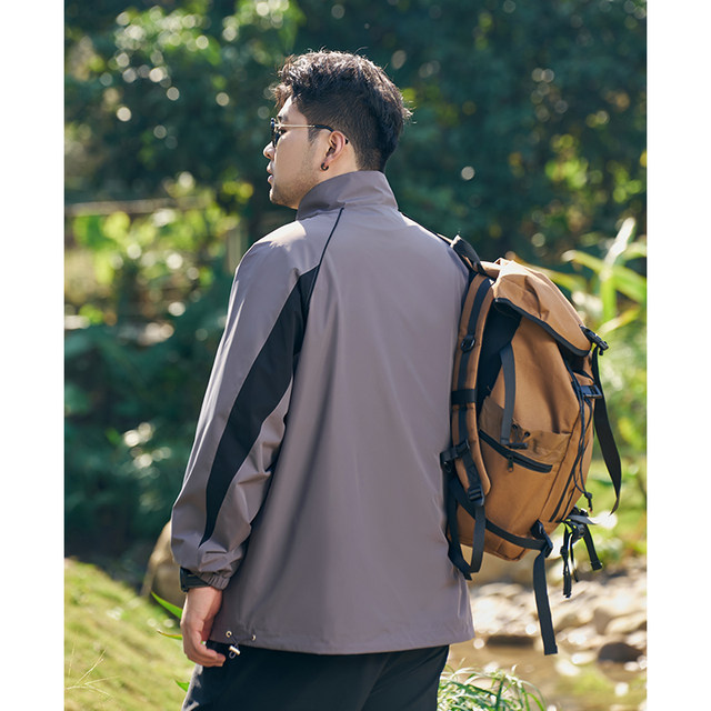 Black and powerful brand fat men's clothing for spring and autumn, double-sided sports windproof jacket, plus fat and larger size new work jacket