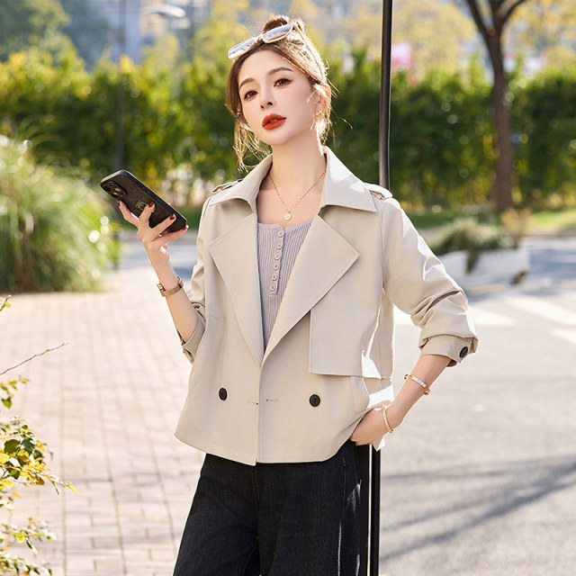 Short windbreaker jacket for women's small 2025 spring and autumn new high-end Korean version loose casual suit collar top