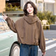 Loose leisure hooded wild, short outer set female small man 2024 autumn Korean version of work design sensor jacket top